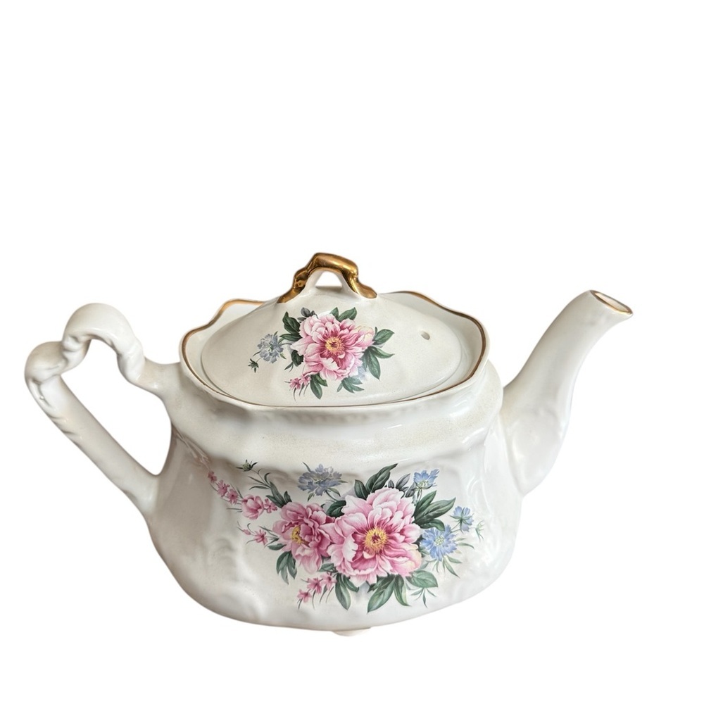 Arthur Wood & Son Staffordshire England Floral Teapot Vintage Pink Flowers